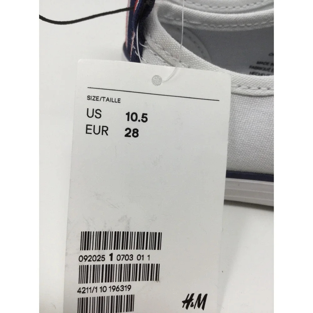 H&M Kids Size 10.5 White Canvas Casual Slip On Shoes